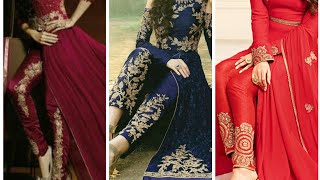 Heavy Embroidered Western Anarkali suitsFront And side Slit Pant suits For Girls [upl. by Notirb]