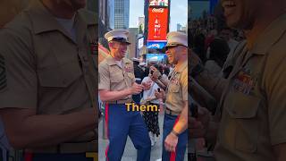 MARINES IN TIME SQUARE Talking fitness with the Sergeant Major of the Marine Corps marines nyfw [upl. by Yasdnyl321]