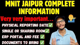 MNIT JAIPUR PHYSICAL REPORTING FEE STRUCTURE HOSTELERPDOCUMENTS  JOSA2024 [upl. by Janna]