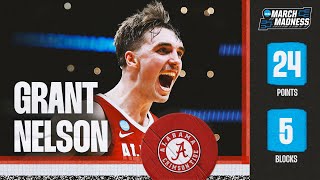 Grant Nelsons 24 points 5 blocks propel Alabama past UNC in Sweet 16 [upl. by Templas]