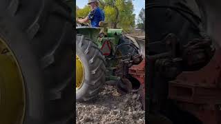 16 year old plowing hard alfalfa ground with John Deere 4020 diesel farming johndeeredeere [upl. by Scholem]