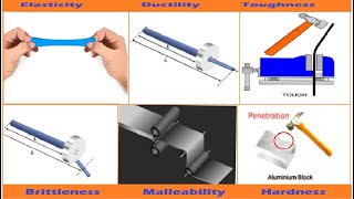 Mechanical properties of materials  Elasticity Ductility Brittleness Malleability Toughness [upl. by Ecyla781]