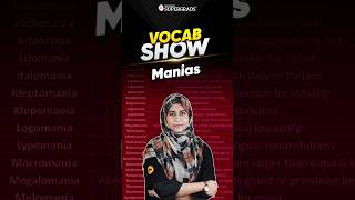 Manias in English  Mania Words with Meanings  Improve English  Vocab Show shorts [upl. by Wichman]