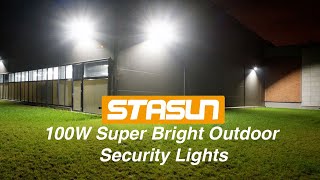 STASUN  100W LED Flood Light IP65 Waterproof Outdoor Wall Lighting for Yard Street Warehouse [upl. by Ryun]