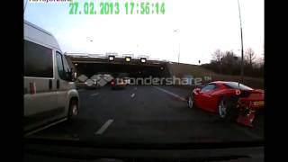 Afrojack crashes Ferrari 458 on Dutch highway [upl. by Fleda]