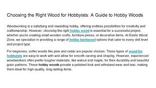 Choosing the Right Wood for Hobbyists A Guide to Hobby Woods [upl. by Ynneb]