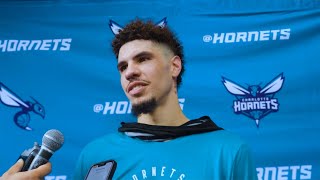 LaMelo OFFICIAL TRAINING CAMP 1ST DAY INTERVIEW [upl. by Yelsnya724]