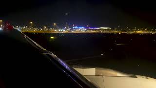 Turkish Airlines A330 taxi and take off from Bangkok at night THY A330 Bangkok gece kalkışı [upl. by Ical559]