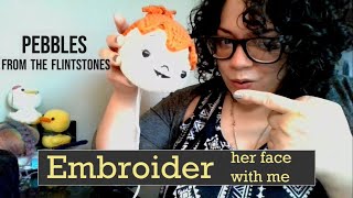 Embroidery and Needle Felting Pebble from The Flinstones Amigurumi Crochet Doll [upl. by Childs310]