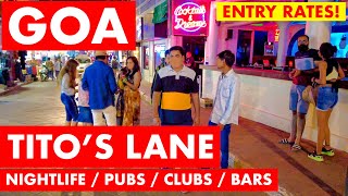 TITOS LANE  GOA NIGHTLIFE  PUBS  CLUBS  ENTRY RATES  BAGA BEACH  GOA VLOG [upl. by Ecarg]