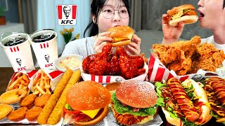 ASMR MUKBANG KFC 햄버거 양념치킨 치즈스틱 먹방 amp 레시피 FRIED CHICKEN AND BURGER EATING [upl. by Raymond173]