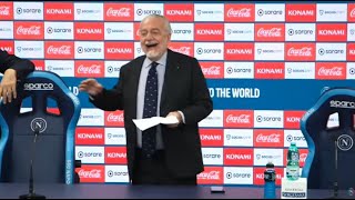 De Laurentiis in conferenza stampa 🎙️ quotLa verità sul Calciomercato del Napoliquot [upl. by Dnomder]