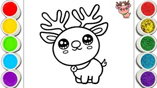 CUTE CHRISTMAS REINDEER 🦌Easy and Beautiful drawing easy with colours [upl. by Natan]