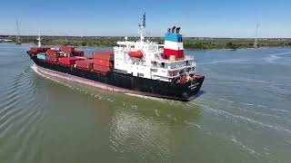 Container Ship Drone FlyAround  Houston Ship Channel [upl. by Himelman236]