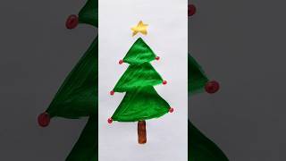 Christmas Tree 🎄 Acrylic Painting For Kids christmas tree painting trending shorts viralvideo [upl. by Enitram]