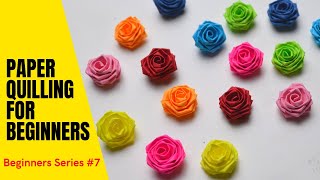 How to make paper Roses  Paper Quilling tutorial for rose making Easy to make rose  Crafts by anu [upl. by Meeki]