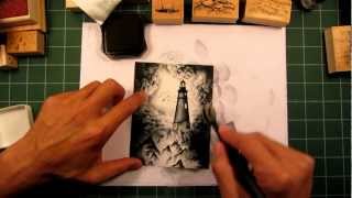 Stampscapes 101 Video 8 Monochromatic Lighthouse [upl. by Ramsdell]