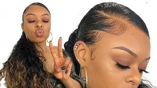 SLEEK DRAWSTRING PONYTAIL NATURAL HAIR SUPER EASY  SLEEK PONYTAIL W WEAVE NATURAL HAIR [upl. by Gassman]