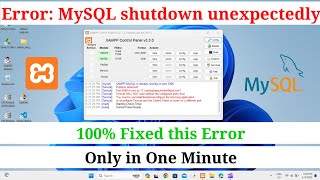 Error MySQL shutdown unexpectedly  MySQL shutdown unexpectedly XAMPP  XAMPP Error  MySQL Error [upl. by Ahsaek430]