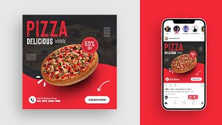 How to Make a Pizza Advertising Poster Ad Design in Photoshop CC 2021 [upl. by Ddal546]