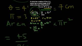 Area of a sector of a circle Stepbystep instructions shorts maths geometry [upl. by Lawson]