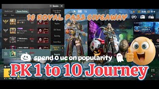 PK 1 to 10 Journey  Popularity battle without spending uc  Spending 0 uc on popularity  Hacker420 [upl. by Opalina]