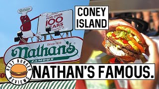 Best Burger Reviews  Nathans Famous Coney Island [upl. by Dorlisa435]