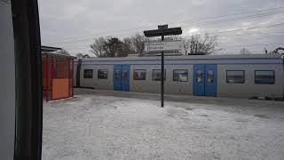 Sweden Stockholm winter walk to Stuvsta railway station  train ride to Odenplan [upl. by Relyat]