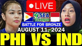 PHILIPPINES VS INDONESIA 🔴LIVE BATTLE FOR BRONZE  AUG 11 2024  SEA VLEAGUE 2024 2nd Leg [upl. by Noleta93]