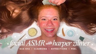 Harper Zilmers First ASMR Facial  Hydrafacial  Black Jelly Mask  Pink Ice Globes [upl. by Wagner]