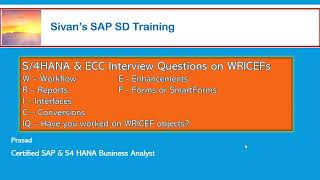 SAP ECC or S4HANA WRICEF objects Interview Questions  Sivans SAP SD Training [upl. by Sulecram447]