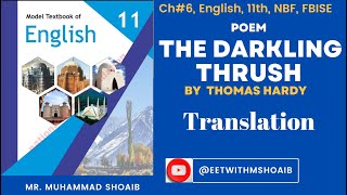 Ch 06 The Darkling Thrush by Thomas Hardy 11th NBF fbise english [upl. by Enellij]