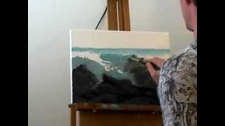 Wave Crashing Over Rocks Speed Painting [upl. by Johannes]