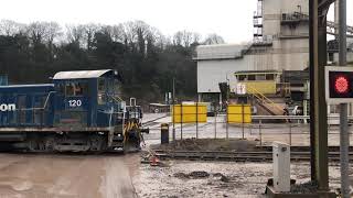 Hanson Quarry Whatley Mendips EMD SW 1001 diesel switcher Stone train [upl. by Melesa332]