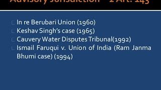 Article 143 of Indian Constitution Advisory Jurisdiction of Supreme Court [upl. by Domella]