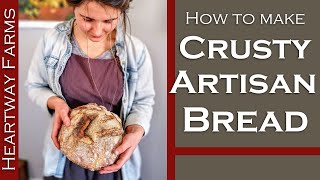 How to Make Crusty Artisan Bread  Easy Homemade Bread  Beginner Artisan Bread  Heartway Farms [upl. by Levania]