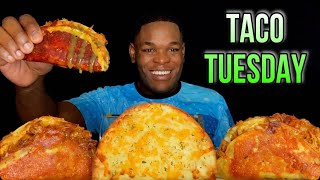 CRISPY JERK CHICKEN TACOS MUKBANG  TACO TUESDAY MUKBANG  JERK CHICKEN NAAN [upl. by Docilla101]