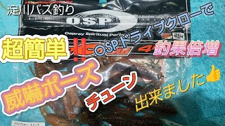 淀川バス釣り👍威嚇ポーズチューン大成功‼️OSPドライブクロー4インチ 超簡単です😃 [upl. by Carmine]