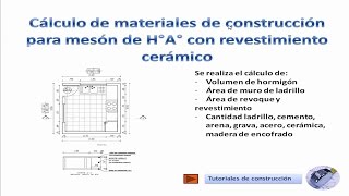 22 Cálculo de materiales para barra de cocina con revestimiento cerámico TCICF21 [upl. by Northington]