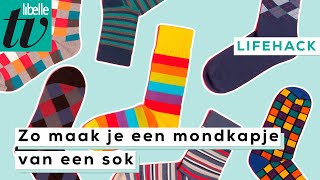 Maak binnen 1 minuut een mondkapje van een sok  Libelle Lifehack [upl. by Girand978]