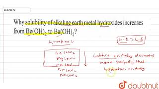 Why solubility of alkaline earth metal hydroxides increases from BeOH2 to BaOH2 [upl. by Enidaj149]