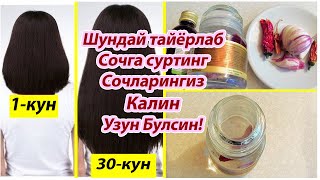 СОЧЛАРНИ МАЖБУРЛАБ УСТИРАДИ 30КУНДА СИЙРАК СОЧЛАР УРНИГА КАЛИН УЗУН СОЧЛАР КЕЛАДИ ✓ОТРАСТИТЬ ВОЛОСЫ [upl. by Markman]