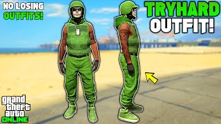 GTA 5 ONLINE EASY GREEN JOGGERS TRYHARD OUTFIT 167 NO TRANSFER GLITCH [upl. by Margalit]