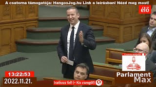 🔴 Parlamenti Közvetítés ÉLŐ 20221121  ParlamentMax támogatója Hangosjoghu [upl. by Alrahc]