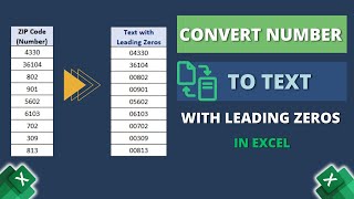 How to Convert Number to Text with Leading Zeros in Excel [upl. by Trinee]