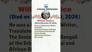 Literary Obituaries2024William RadiceUGC NET Current Affairs November2024 [upl. by Renee]