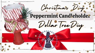 Peppermint Candleholder Christmas DIY  Holiday Home Decor  Dollar Tree Christmas DIY [upl. by Farrar792]