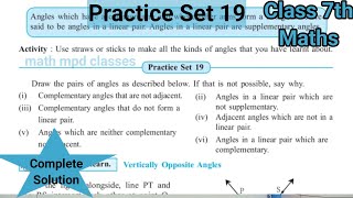 Practice Set 19 Class 7th Maths  Ls4 Angles and pairs of angles  Std 7th maths [upl. by Belshin]