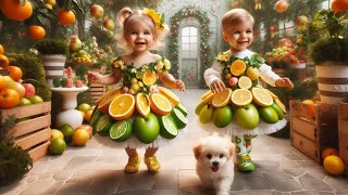 Whimsical FruitThemed Fashion Show for Kids 🍋🍏🐶  Baby Fashion Show [upl. by Sama]