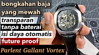 Tahan air 50m Jam Mekanik Otomatis Mewah Parlent Gallant Vortex Silver Automatic Movement [upl. by Weiman]